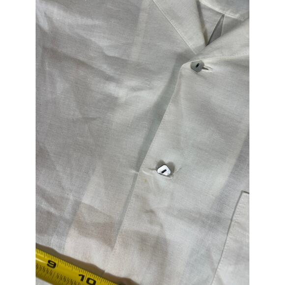 Vintage Lee Two By Two Button Up Shirt Mens XL White Short Sleeve Ramie Classic - Picture 4 of 8